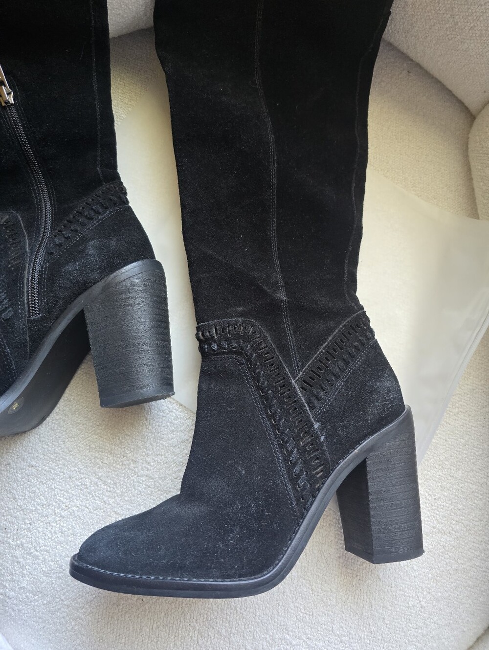 Vince Camuto, Madolee Suede Leather Over the Knee Boots, Black, Size 7 - Picture 4 of 8